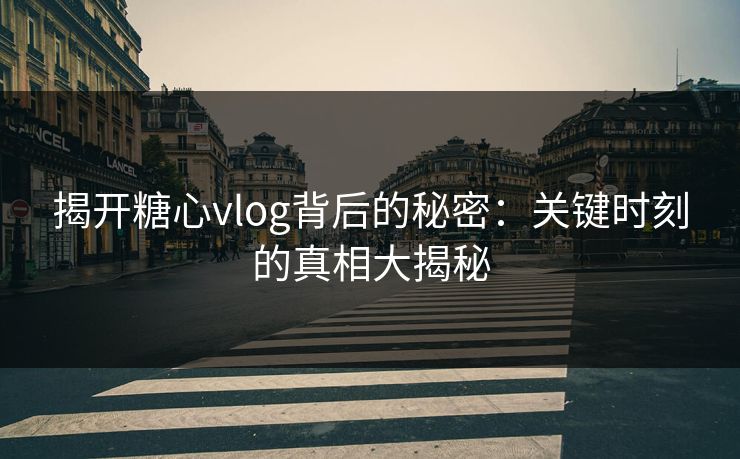 揭开糖心vlog背后的秘密：关键时刻的真相大揭秘