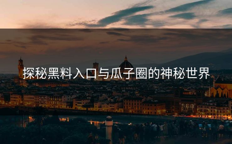 探秘黑料入口与瓜子圈的神秘世界