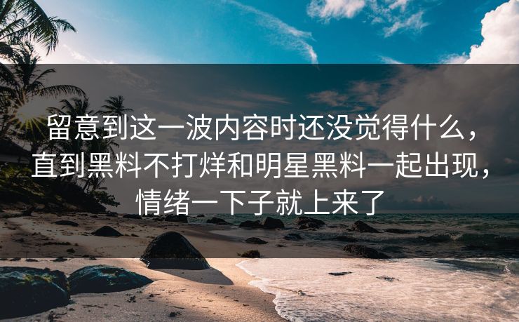 留意到这一波内容时还没觉得什么，直到黑料不打烊和明星黑料一起出现，情绪一下子就上来了