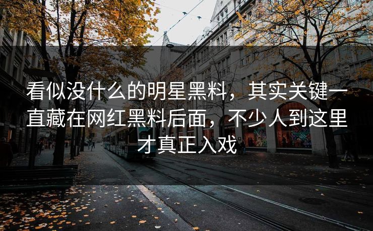 看似没什么的明星黑料，其实关键一直藏在网红黑料后面，不少人到这里才真正入戏