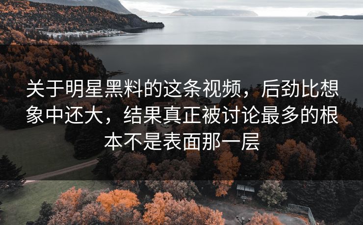 关于明星黑料的这条视频，后劲比想象中还大，结果真正被讨论最多的根本不是表面那一层