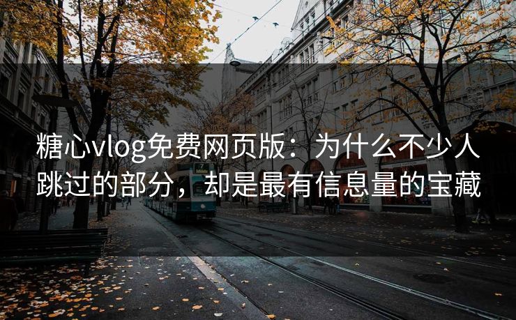 糖心vlog免费网页版：为什么不少人跳过的部分，却是最有信息量的宝藏