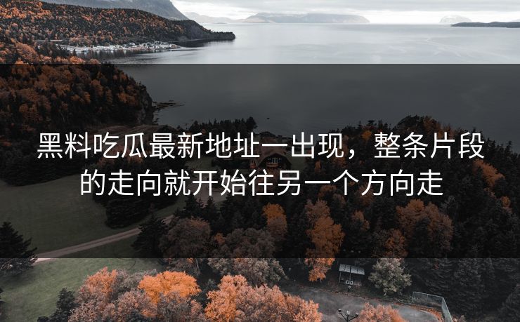 黑料吃瓜最新地址一出现，整条片段的走向就开始往另一个方向走