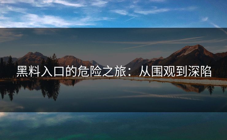 黑料入口的危险之旅：从围观到深陷