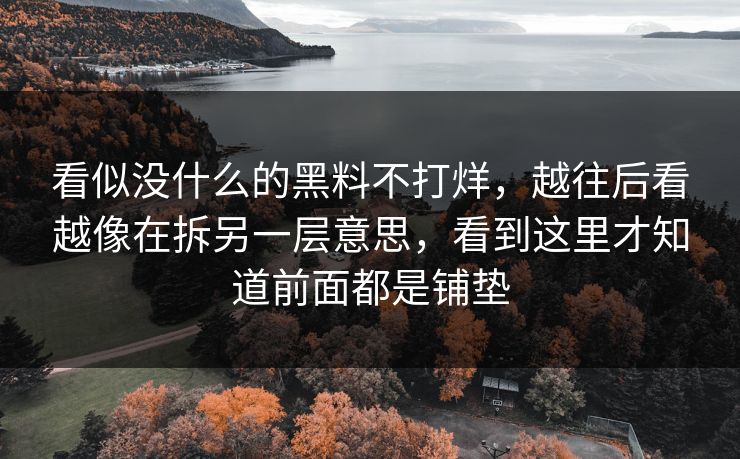 看似没什么的黑料不打烊,越往后看越像在拆另一层意思,看到这里才知道前面都是铺垫 看似没什么的黑料不打烊,越往后看越像在拆另一层意思,看到这里才知道前面都是铺垫