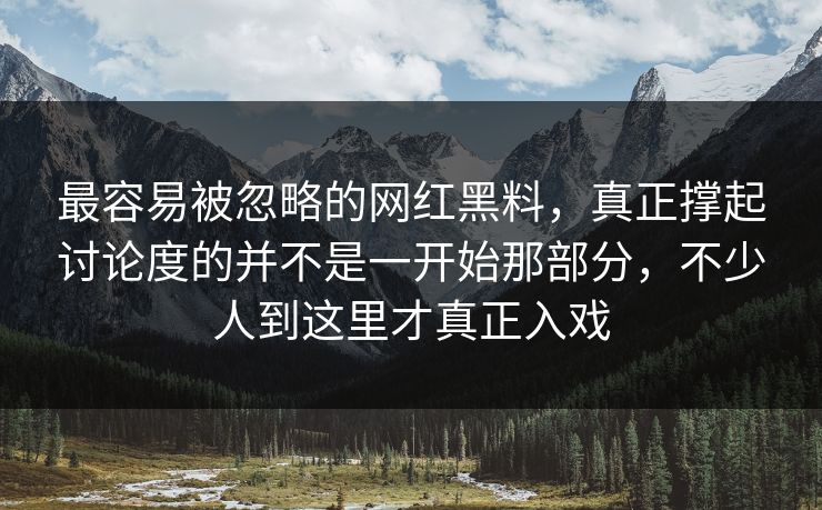 最容易被忽略的网红黑料，真正撑起讨论度的并不是一开始那部分，不少人到这里才真正入戏