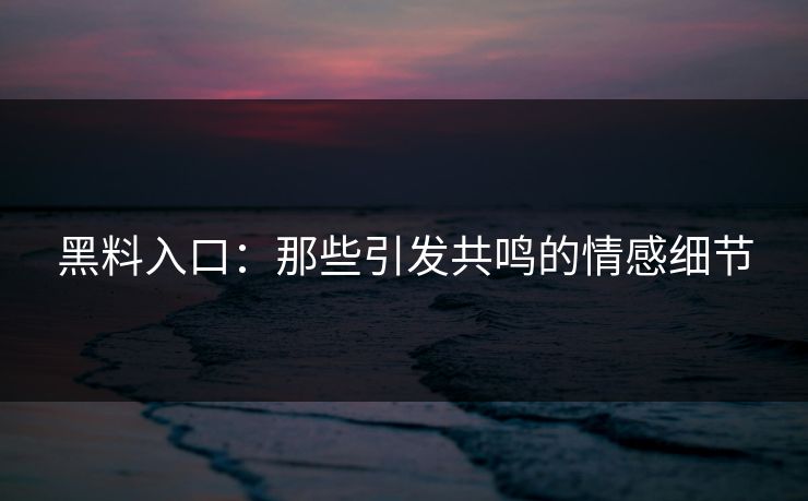 黑料入口：那些引发共鸣的情感细节