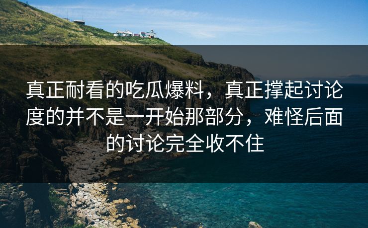 真正耐看的吃瓜爆料，真正撑起讨论度的并不是一开始那部分，难怪后面的讨论完全收不住