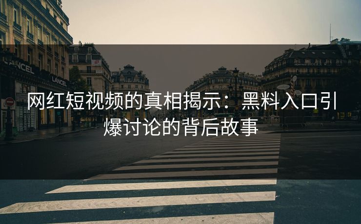 网红短视频的真相揭示：黑料入口引爆讨论的背后故事