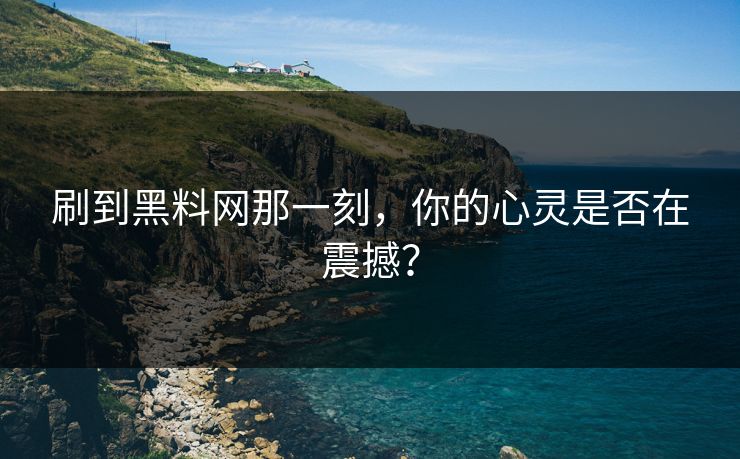刷到黑料网那一刻，你的心灵是否在震撼？