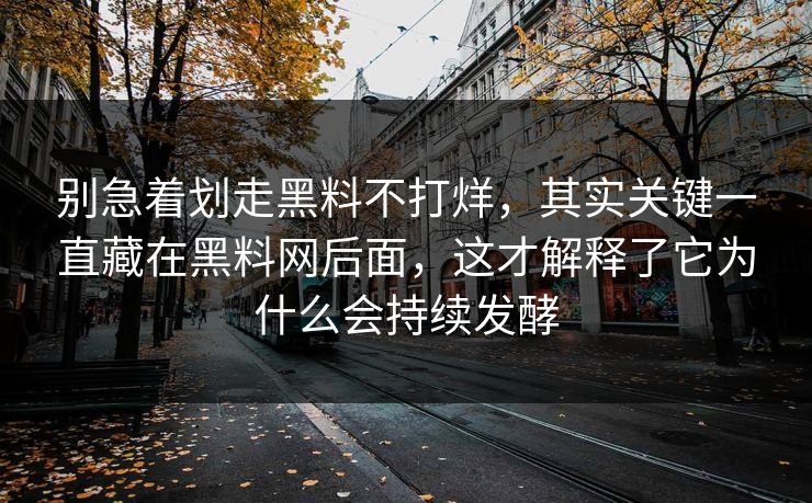 别急着划走黑料不打烊，其实关键一直藏在黑料网后面，这才解释了它为什么会持续发酵