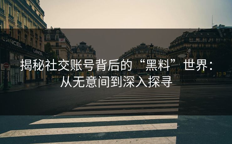 揭秘社交账号背后的“黑料”世界:从无意间到深入探寻 揭秘社交账号背后的“黑料”世界:从无意间到深入探寻